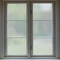 BSHAPPLUS® 17.7"x78.7"Reeded Glass Window Privacy Film,Fluted Glass Window Film,Frosted Window Sticker,3D Window Decals Non Adhesive for Bathroom Living Room Office