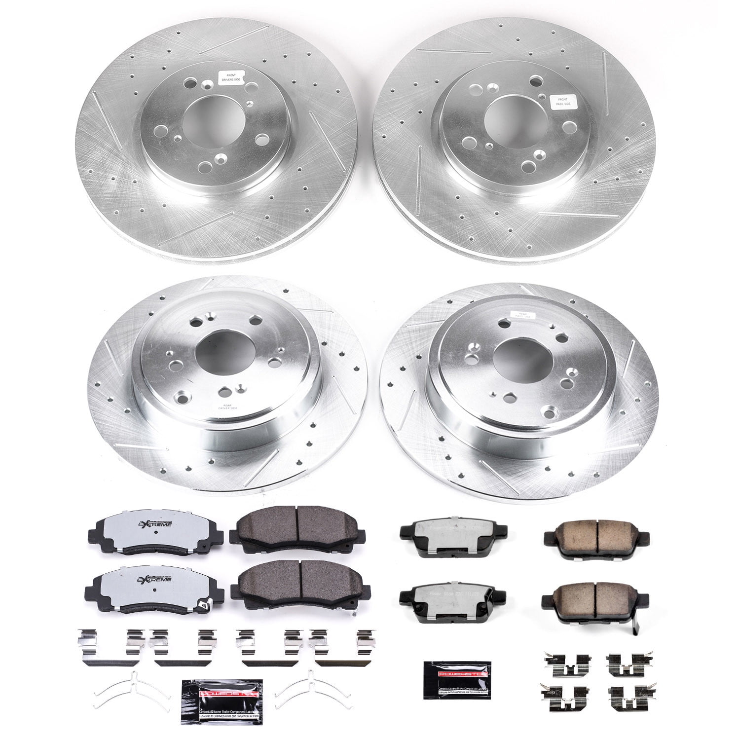 PowerStop Front and Rear Z36 Truck & Tow Carbon-Fiber Ceramic Brake Pad and Drilled and Slotted Rotor Kit Fits: HONDA Select Models K5940-36