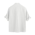 thumbnail image 3 of IWRICH 3/4 Sleeve Cotton Linen Shirts Japanese Style Casual Stand Collar Button down T Shirts Pocket Tops White XL, 3 of 5