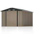 thumbnail image 6 of Patiowell 8' x 10' Outdoor Metal Storage Shed with Double Lockable Doors, for Backyard Garden Patio Lawn, Brown, 6 of 7