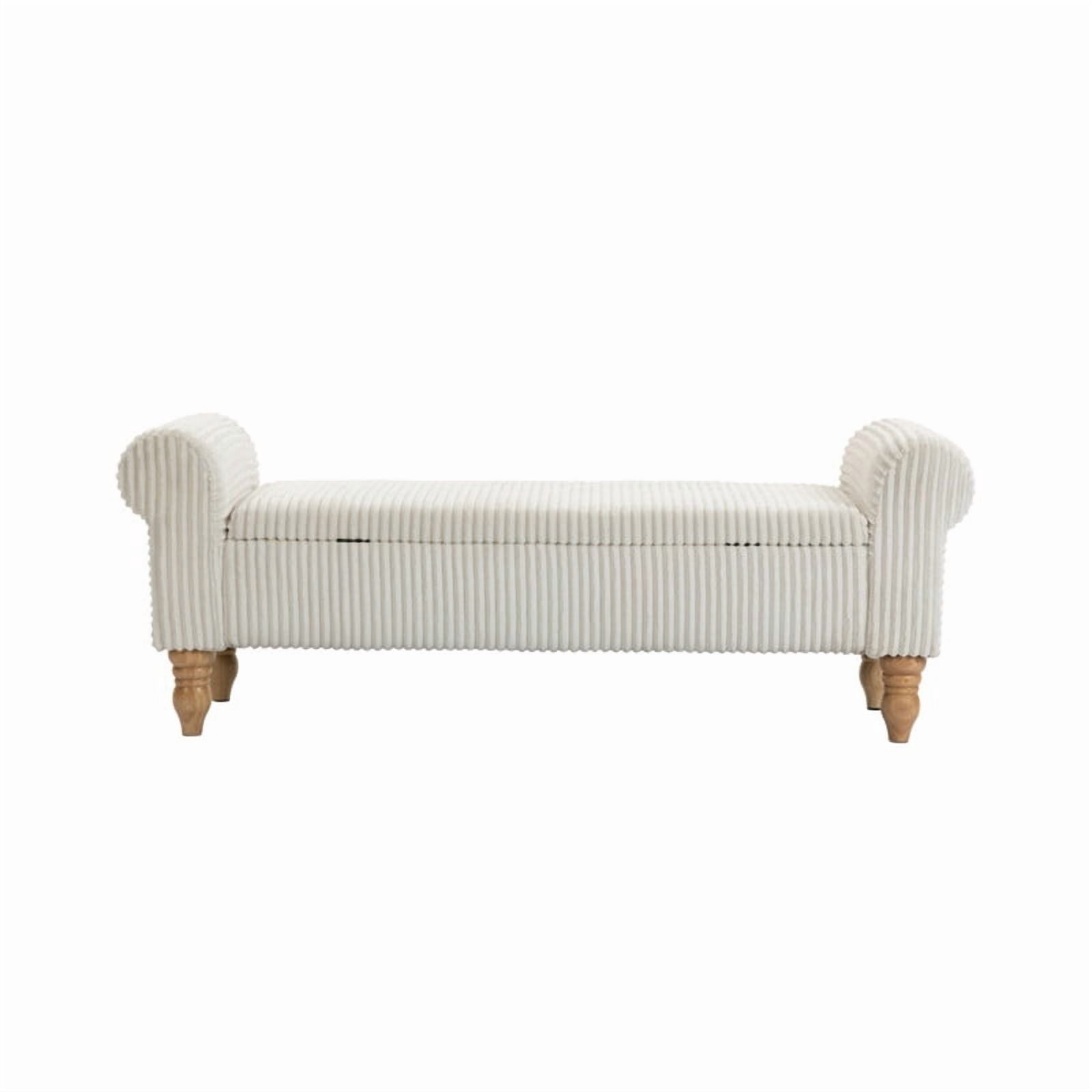 51.5'' Upholstered Storage Ottoman Bench with Hinged Lid, Freestanding Corduroy Bed End Bench, Hidden Storage Footrest