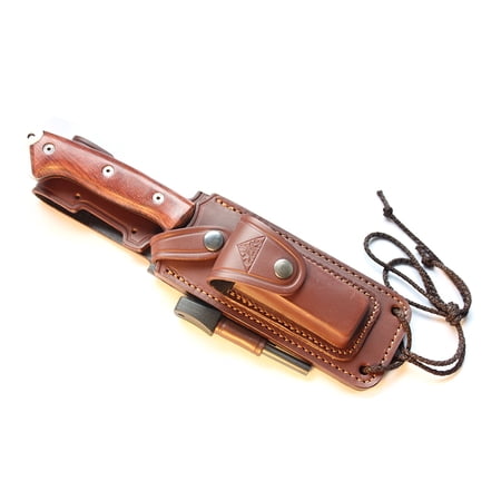 CDS-Survival MOVA-58 Stainless Steel Outdoor, Survival, Hunting Knife with Leather Multi-positioned Sheath, Sharpener