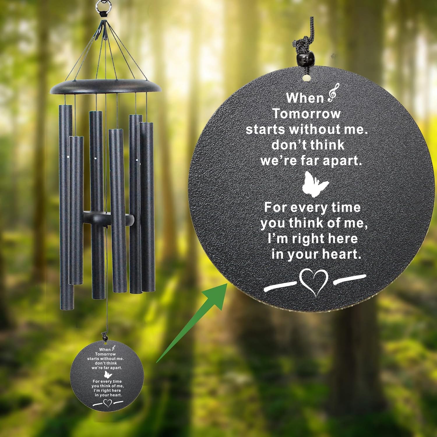 The Wind Chime CO Memorial Wind Chimes, 40" Inch Sympathy Wind Chimes Gift for The Loss of A Loved one, Home Decor Outdoor Garden, Soothing Melodic Tones