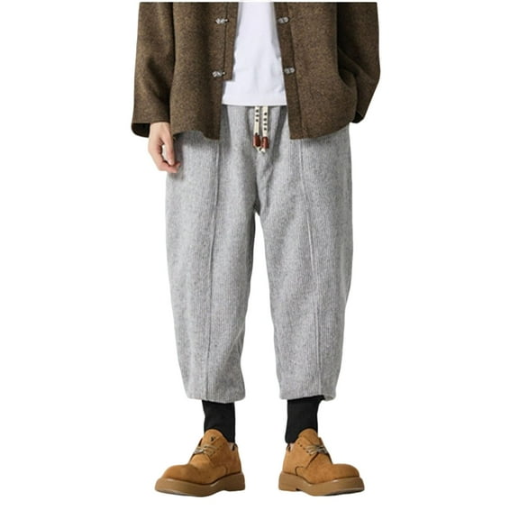 Men's Low Crotch Harem Fleece Joggers - Slim Fit Elastic Drawstring Sweatpants, Cotton-Polyester Soft Stretchy Track Pants for Daily/Casual/Outdoor Sports