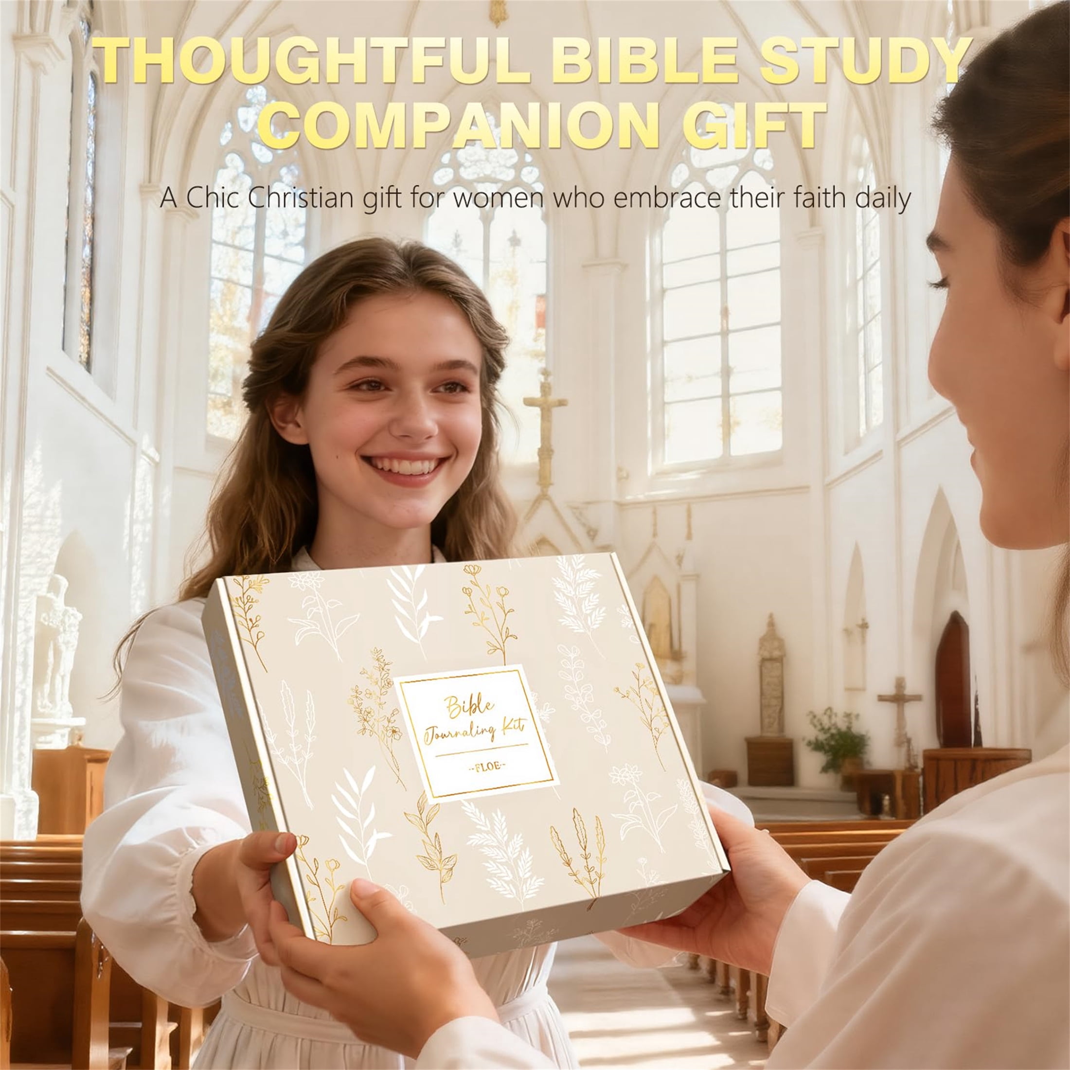 Bible Cover Case with Bible Study Supplies Journaling Kit, Bible Study Tool w/Pastel Highlighter Pen, Pencil Case Notebook Annotation Kit Accessories Set, Christian Gifts for Women (Pink)