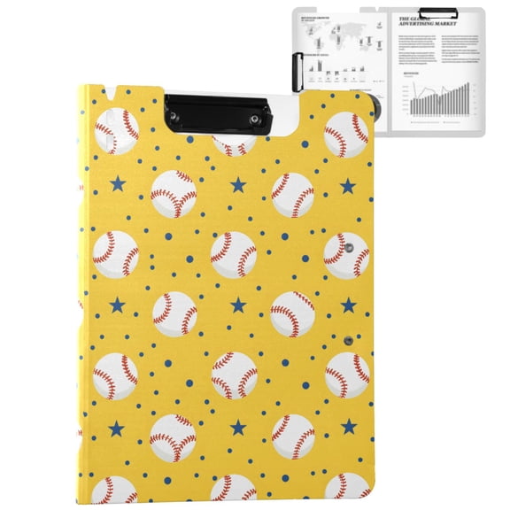 ALAZA Baseball and Stars A4 Foldable Clipboard 360 Degree Folder Binder