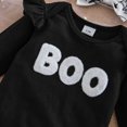 thumbnail image 4 of FASHOFT Baby Girl Halloween Outfit Long Sleeve Cartoon Print Romper Shorts Coat Headband 4 Piece Outfit Set For Baby Holiday Daily Party Wear Halloween Black 9-12 Months, 4 of 7