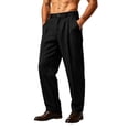 thumbnail image 2 of hotojiny Men's Dress Pants Regular Fit Casual Pleated Business Mens Pants Comfort Striped Straight Leg Work Golf Slacks, 2 of 5