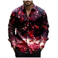 thumbnail image 2 of FAVIPT Mens Dress Shirts Long Sleeve Heart Print Valentines Day Shirt for Men Button Up Hawaiian Shirt Summer Beach Shirt Big and Tall 2025 Red,S, 2 of 4