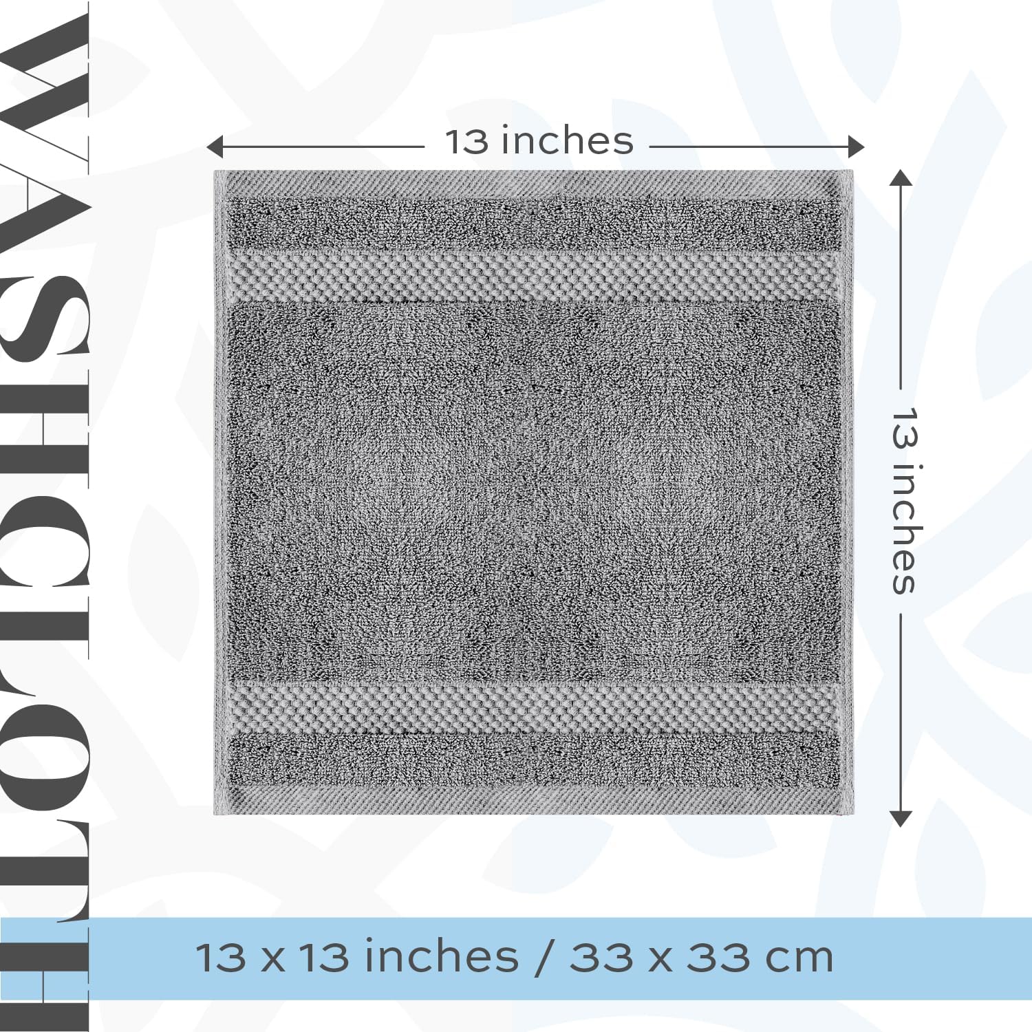 Classic Luxury Cotton Towels 13x13 Inch - 650 GSM Turkish Cotton | Hotel, Spa, Bathroom Face Towels | Pack of 12