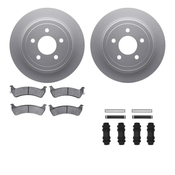 Dynamic Friction Company Rear Geospec Brake Rotors with Heavy Duty Brake Pads includes Hardware 4212-99165