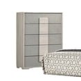 thumbnail image 2 of Contemporary Style French Dovetail Drawer Chest 1pc Two Tone Design Center Metal Glides Wooden Panels White Wash And Stone Gray Finish Bedroom Furniture, 2 of 7