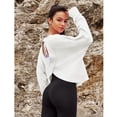 thumbnail image 4 of Lentta Open Back Workout Tops for Women Long Sleeve Crop Athletic Tees Running Yoga Y2K T Shirts, 4 of 7