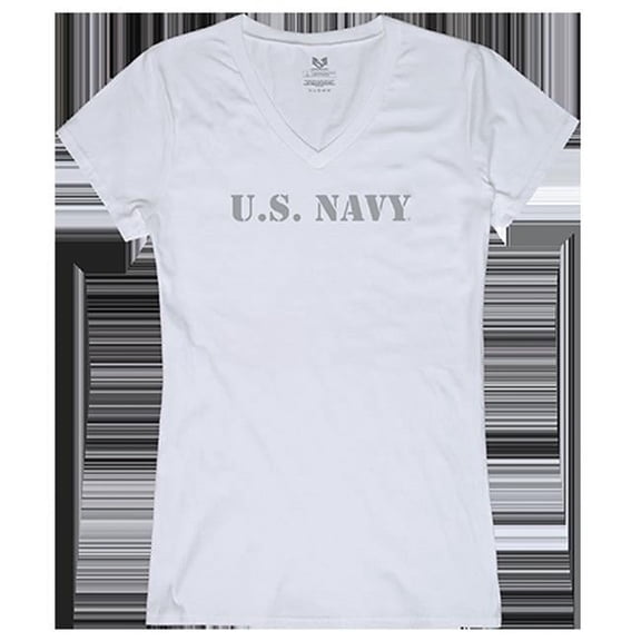 Rapid Dominance  US Navy 2 Graphic V-Neck T-Shirt, White - Extra Large