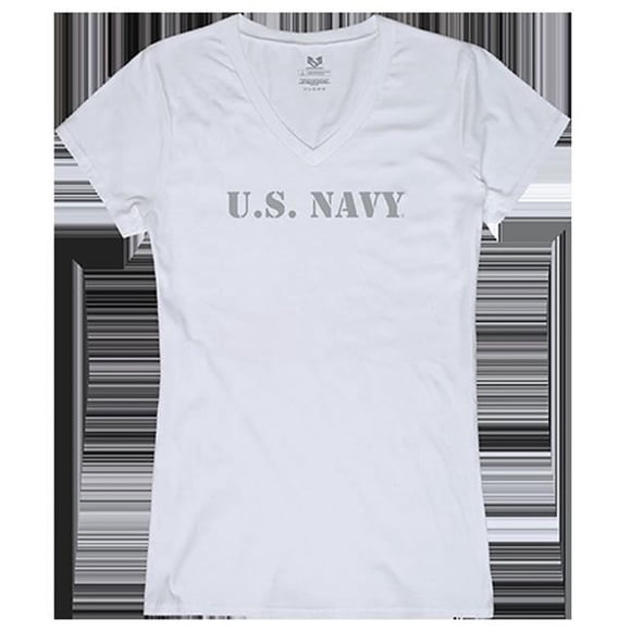 Rapid Dominance G03-NA2-WHT-05 US Navy 2 T-Shirt Graphique Col en V, Blanc - 2TG