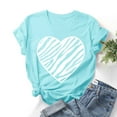 thumbnail image 1 of Meichang T-Shirts de la Saint-Valentin pour Femmes avec Imprimé Cœur, Manches Courtes, Coupe Ample, Col Rond, Hauts de Printemps Décontractés, T-Shirts de Vacances, 1 of 3