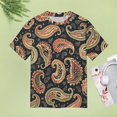 thumbnail image 4 of Intricate Paisley Pattern Rich Colors Dark Background Women's Short Sleeve Tops Casual Blouses T Shirt, 4 of 6