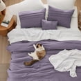 thumbnail image 3 of Full Comforter Set - 4 Pieces Pinch Pleat Bed Set, Purple Boho Bedding for All Season, 1 Soft Comforter, 2 Pillowcases, 1 Decorative Pillow, 3 of 7