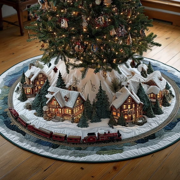 Christmas Village Hearth Glow Quilted Christmas Tree Skirt - Walmart.com