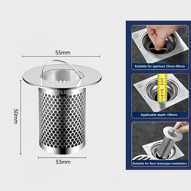 Stainless Steel Floor Drains Filter Screen Cover Basin Drainage Pipe Bathroom Sink Basin Repellent Device