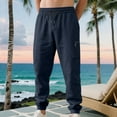 thumbnail image 6 of Havenre Men's Joggers Drawstring Elastic High Waist Jogger Cargo Sweatpants with Zipper Pockets Lightweight Slim Fit Athletic Track Pants Navy M, 6 of 10