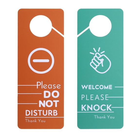 Uxcell 2 Pcs Do Not Disturb Door Hanger Sign, Welcome Please Knock Sign, Orange Green