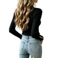 thumbnail image 4 of Women's Long Sleeve Turtleneck Ribbed Knit Sweater, Slim Fit Lightweight Basic Pullover Tops for Fall Winter Layering L, 4 of 5