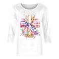 thumbnail image 4 of UVEASISHA Women's Novelty Holiday Tops Plus Size Cute Bunny Printed T-Shirt 3/4 Sleeve Casual Spring Blouses Family Easter Party Shirts Pink 3XL, 4 of 7