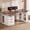 White + Brown, variant on Standing Desk with 3 Wood Drawers, Farmhouse Computer Desk with Power Outlets & Open Shelves, 63" Height Adjustable Home Office Desk, Stand Up Desk with Storage, White