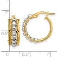 thumbnail image 2 of 14k Solid Gold Two-tone Polished and Beaded Hoop Earrings 19.3x19.2mm Wide 7mm Thick Hoop Earring for Women, 2 of 2