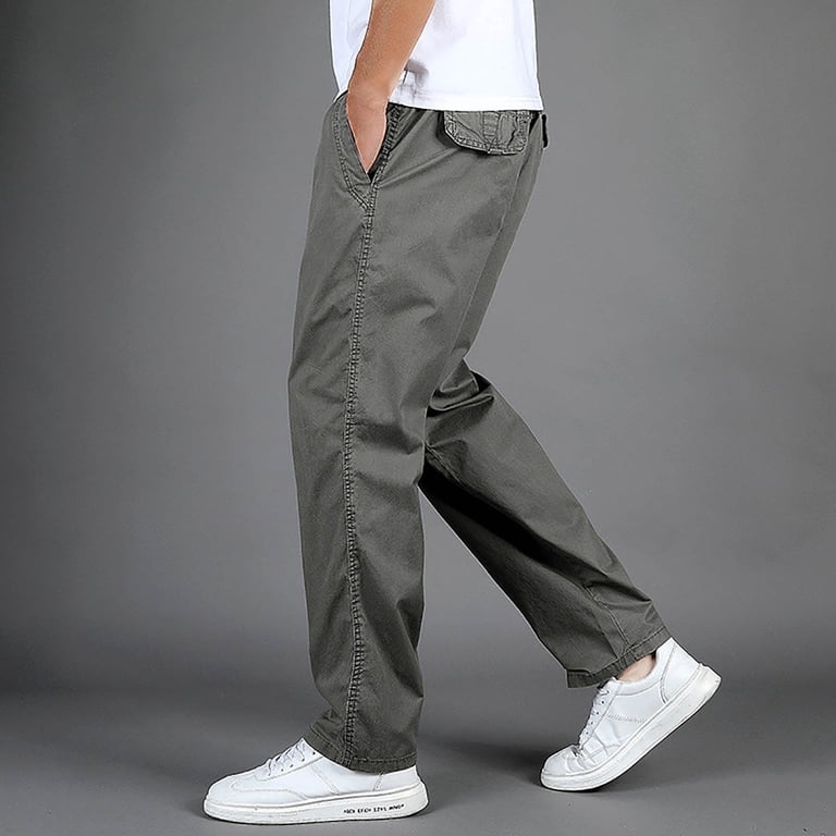 Men's Casual Cargo Pants - Loose Fit Cotton Joggers With Drawstring Waist, Red