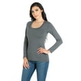 thumbnail image 2 of 24/7 Comfort Apparel Women's Solid Long Sleeve Scoop Neck Tee, 2 of 4