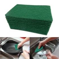 10Pcs Heavy Duty Scour Pads Sponge Dish Scrubber Green Reusable Household Scrub Pads for Dishes