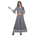 thumbnail image 5 of Moomaya Printed Long Palazzo And V- Neck Crop Top Set For Women Ethnic Dresses, 5 of 6