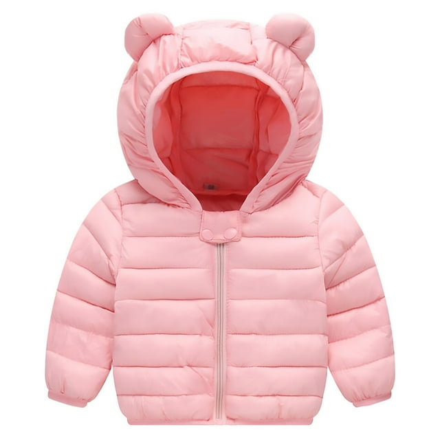 Chaqueta acolchada AIWUHE para bebé, abrigos ligeros de invierno, color rosa 3-4T