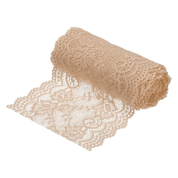 Uxcell 5.9 inch Wide Polyester Floral Pattern Lace Trim Ribbon for Sewing Making Light Yellow 5 Yard