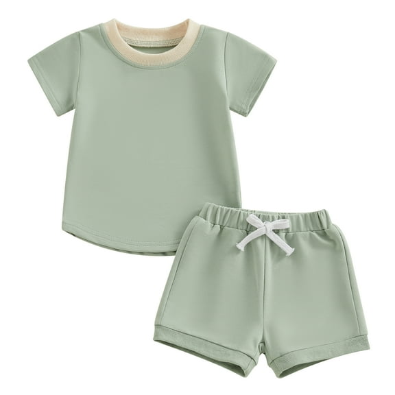 Bagilaanoe 2pcs Toddler Baby Boy Girl Shorts Set Short Sleeve T Shirt Tops Shorts 6M 12M 18M 24M 3T 4T Kids Casual Summer Clothes