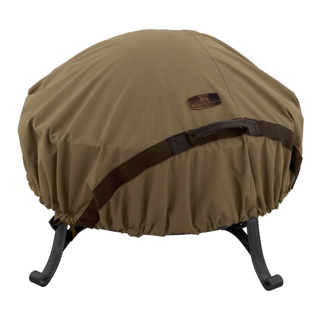 Classic Accessories Hickory 60 Inch Outdoor Polyester Fire Pit Cover, Mahogany