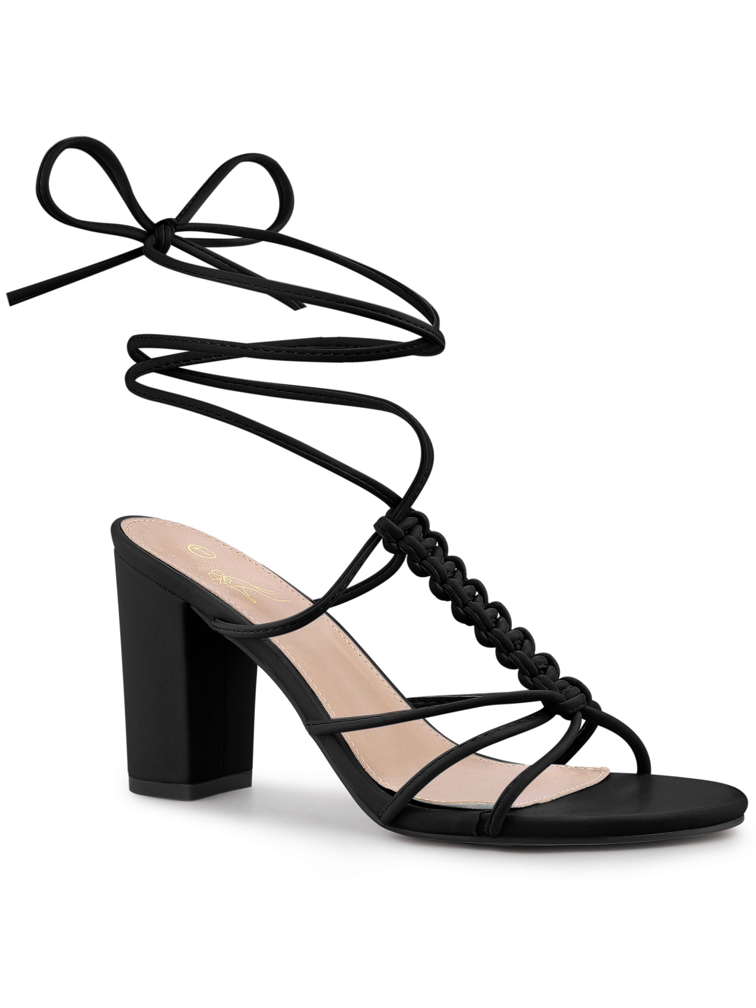 Women's Slingback Heels - Woven Chunky Heel Sandals For Women, Manmade Sole