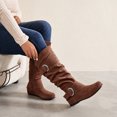 thumbnail image 6 of Love Steetly Women's Extra Wide Calf Knee High Boots, Slouchy Double Buckle Flat Fall Winter Boots., 6 of 7