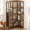Brown, variant on HIGDBFE 5-Tier Corner Bookshelf with LED Lights and 4 Fabric Drawers, L-Shaped Industrial Bookcase, Corner Display Shelf for Living Room, Home Office, Rustic Brown