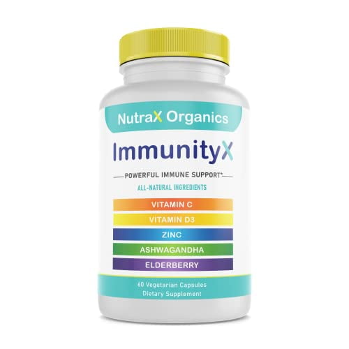 All-in-One Immune Support with Organic Elderberry, Organic Ashwagandha, Vitamin C with Zinc, VIT D - Antioxidant Supplement and Immunity Booster for Adults-60 Vegan Capsules (Packaging May Vary)