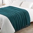 thumbnail image 3 of Home Soft Things Chain Tweed Throw Blanket, Reversible Lightweight Super Soft Cozy Throw Blanket, 50x60 inches, Deep Teal, 3 of 10