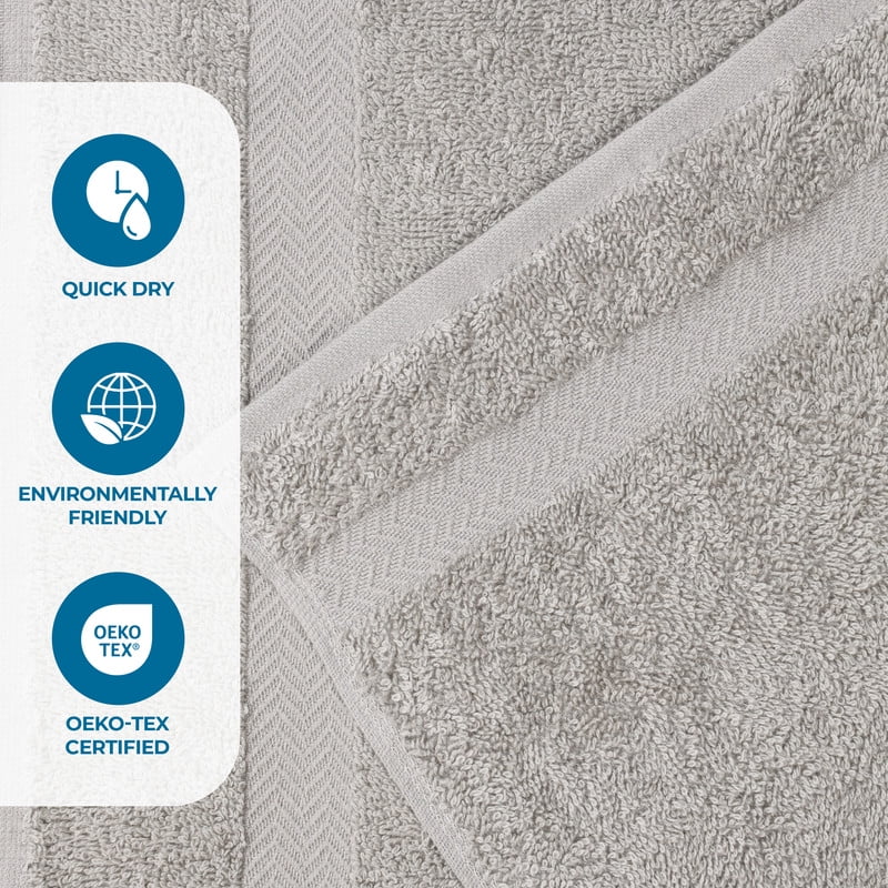 Superior Franklin 6-Piece Cotton Towel Set, Super Soft Quick Dry Fade Resistant Towels, Silver