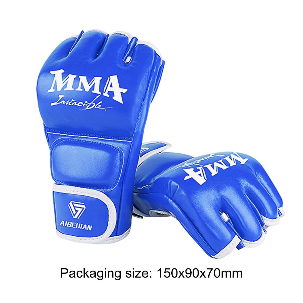 BLEEUS Half Finger Boxing Gloves Wearable Pu Breathable Sports Equipment Fitness Supplies (Blue M)