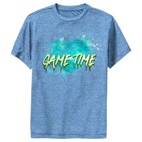 Boy's Lost Gods Game Time Football Splash Performance Graphic Tee Royal Blue Heather Large