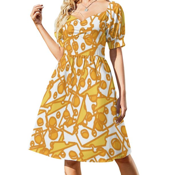 Vestido de manga corta con cubitos de queso Vestidos de mujer Vestido vintage