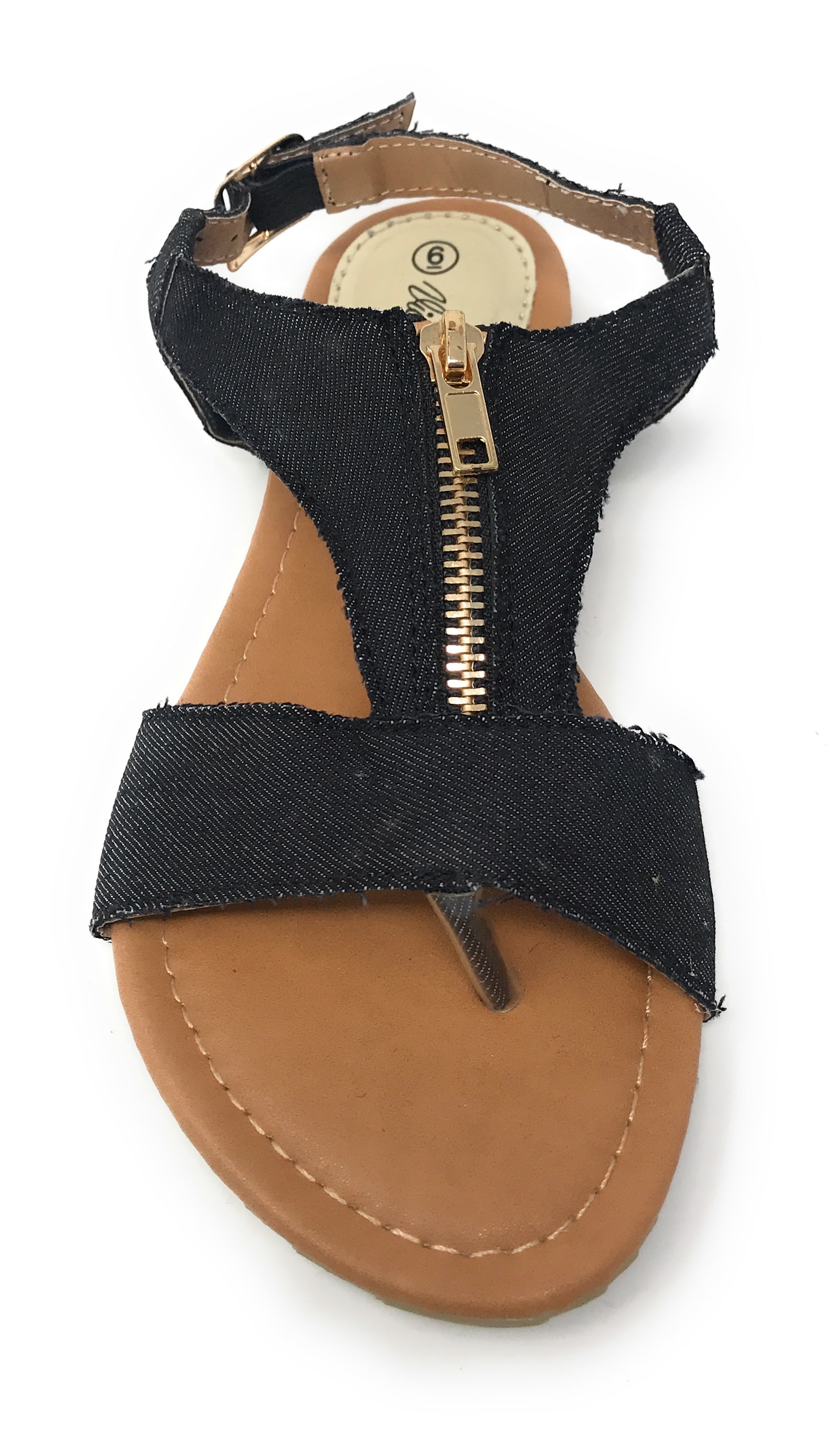 Victoria K Denim Zipper Front Sandals (Women)