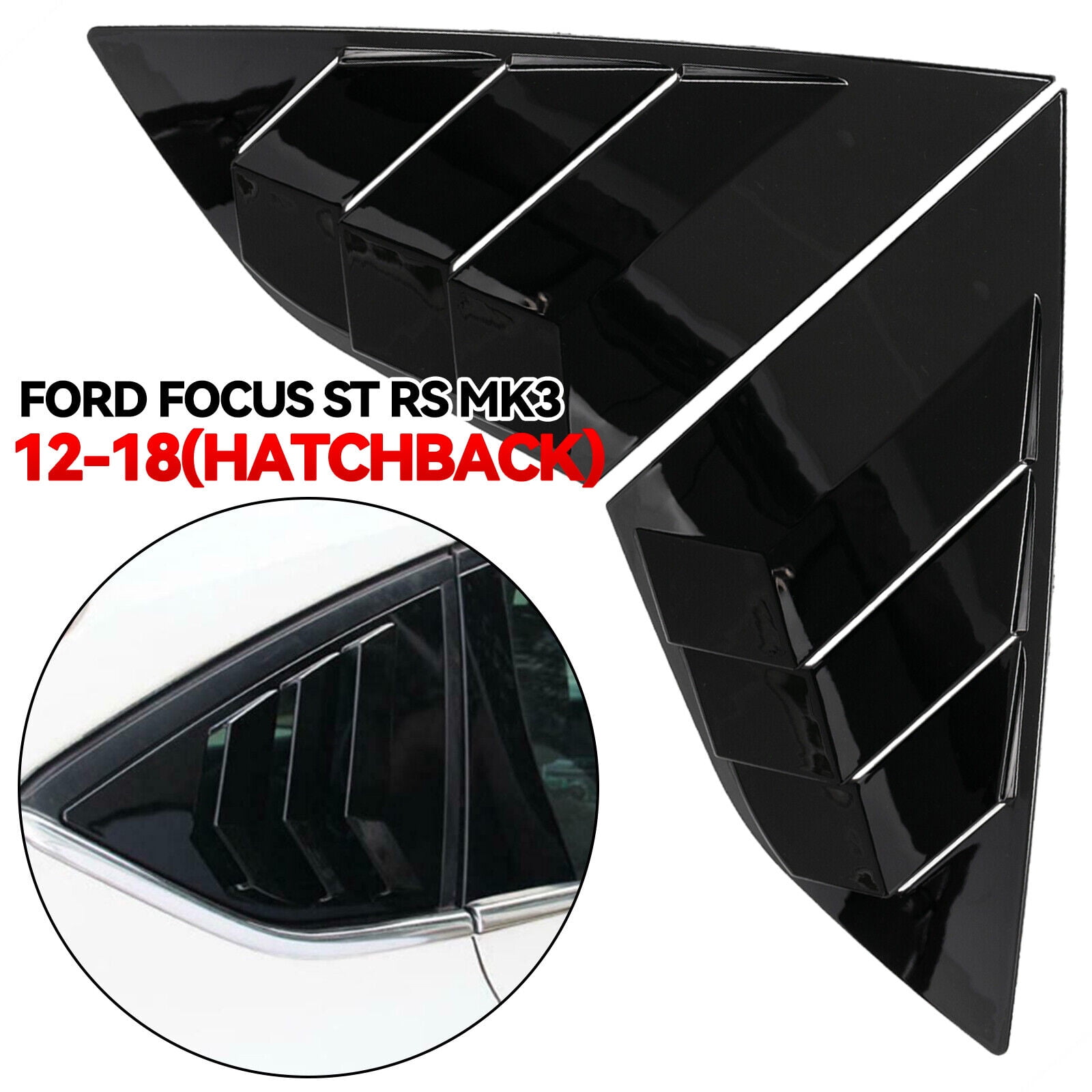 Gloss Black Window Louver Rear Side Vent Cover For Ford Focus ST