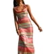 thumbnail image 3 of Lucakuins Vestido largo ajustado con cuello halter para mujer, sin mangas, sin espalda, con estampado de rayas, vestido bohemio Lucakuins  moda, 3 of 9